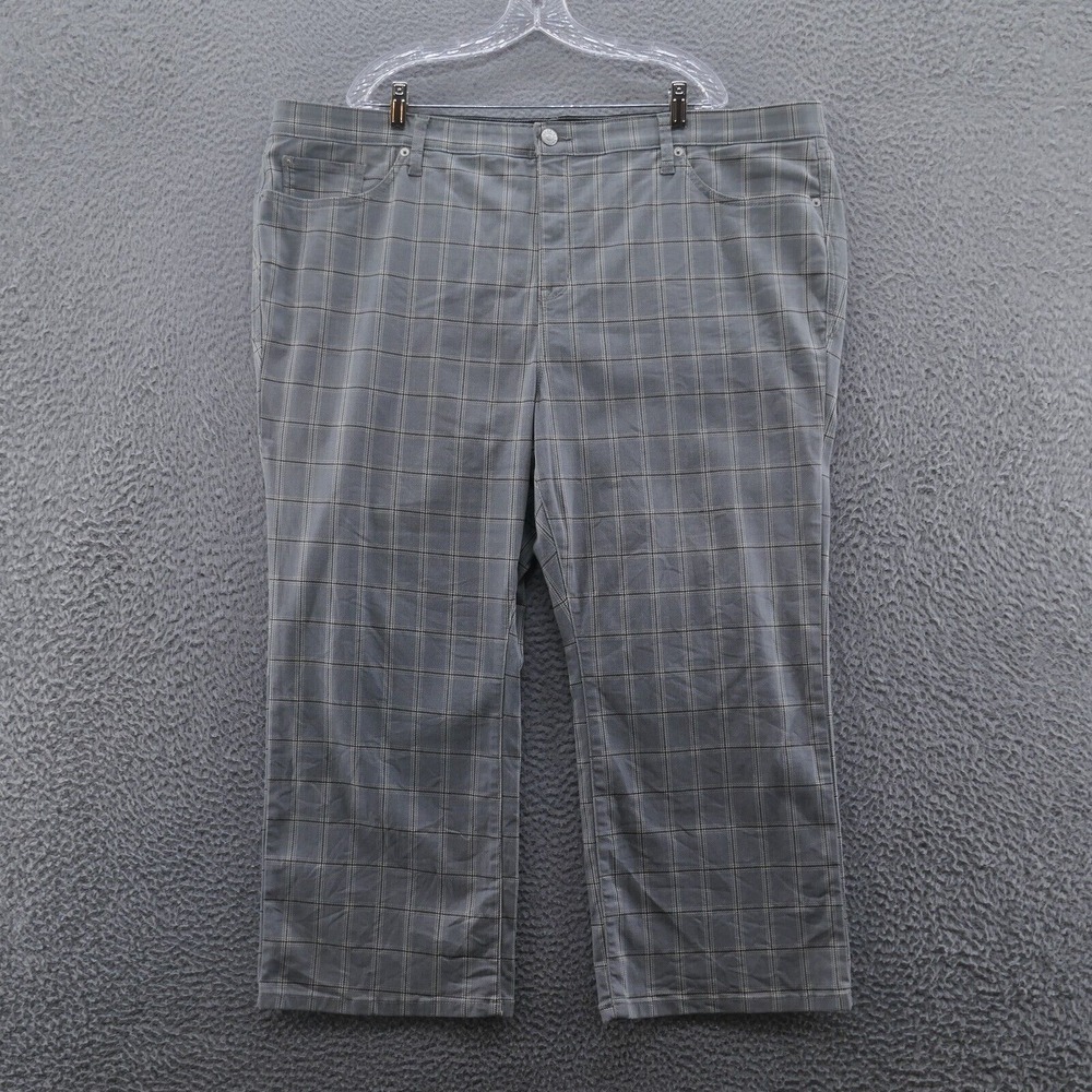 Torrid Womens Crop Sky High‎ Boot Super Soft Jeans 26 Gray Plaid Stretch NEW